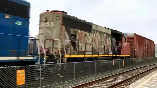 3 in 37 Minutes! Three Freights Rolling through Cobourg, Canada, Including a Great Lashup on M305