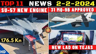 Indian Defence Updates : Su-57 Next Gen Engine,31 MQ-9B Approved,LAD on Tejas,Zorawar New Variants