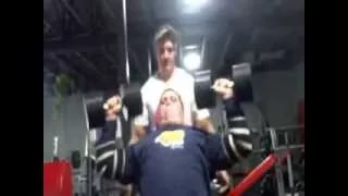 16 Y/O Shoulder Presses 100lb Dumbbells Easy!!