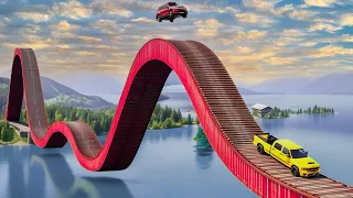 Cars vs Roller Coaster Bridge x Switchback Road x Giant Pit ▶️ BeamNG Drive