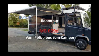 Bulle 9:  MB609d   Roomtour Mercedes T2 Umbau vom Polizeibus zum Camper