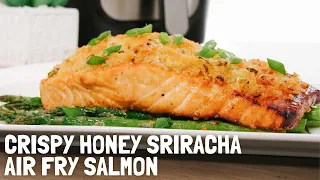 Crispy Honey Sriracha Air Fryer Salmon w/ Asparagus | Air Fryer meals | 15 min meals