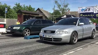 Audi S4 B5 Quattro 2.7BiT vs Audi A6 C5 2.8 Quattro 1/8 mile drag race