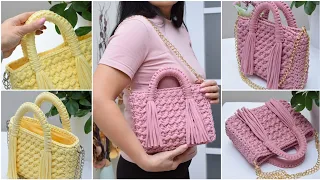 Crochet Cute Handbag with tassels Video tutorial Crochet Pattern Мастер-класс Сумочка с кисточками