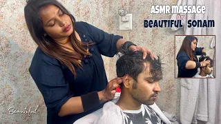 Relaxing ASMR Head Massage By The Beautiful Sonam Ji | Indian Lady Barber Massage