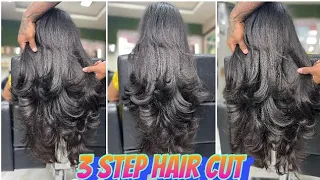 How to do step hair cut in just 3 steps/Advanced Step hair cut/tutorial/easy /step by step cutting