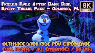 Ultimate 8K POV: Frozen Ever After Dark Ride (with horrible dispatches / traffic log jam) at Epcot