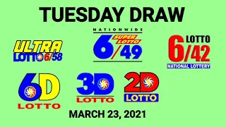 Lotto Result March 23, 2021 - Tuesday Draw (2D, 3D, 6D, 6/42, 6/49, 6/58)