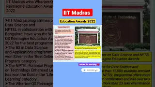 IIT Madras wins Wharton -QS Reimagine Education Awards 2022 #shorts