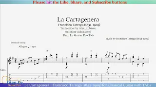 La Cartagenera - Francisco Tarrega (1852-1909) for Classical Guitar with TABs