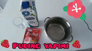 Hazır çilekli puding yapımı😍🍓🍴