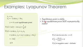 NCS - 16b - Examples: Application of Lyapunov Stability Theorem