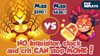 This MONK cannot be stopped by Inquisitor, clock, and lower crit! PVP Rush Royale