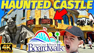 SANTA CRUZ BOARDWALK 2023 HAUNTED CASTLE RIDE | CAROUSEL HOTEL REVIEW (4K)