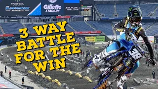 Haiden Deegan Seth Hammaker Chance Hymas Foxboro Supercross 250 East Heat Race 1 - 3 way battle!