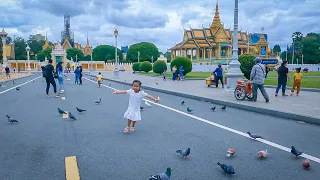 Walking Tour Front Royal Palace On Sunday, Phnom Penh City [4K]