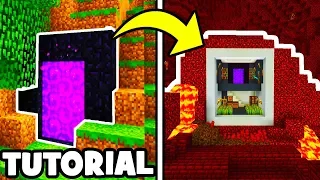 Minecraft Tutorial: How To Make A Hidden Nether Base "Nether Portal Hidden Base"