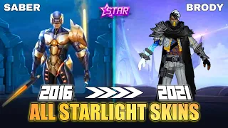 ALL STARLIGHT SKINS❗❗ 2016 SABER - 2021 BRODY | Mobile Legends : Bang Bang