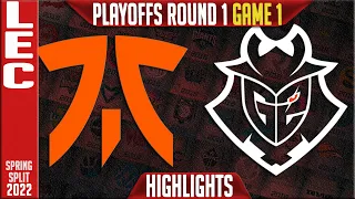 FNC vs G2 Highlights Game 1 | Round 1 LEC Playoffs Spring 2022 | Fnatic vs G2 Esports G1