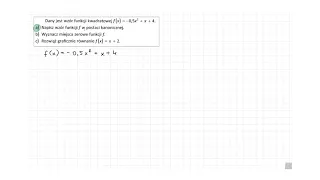 [16/s.74/ZP2OE] Dany jest wzór funkcji kwadratowej f(x). a) Napisz wzór funkcji f w postaci