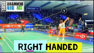 Kento Momota (RIGHT Handed).  MOST BEAUTIFUL FOOTWORK  nice camera angle  Malaysia Open 2019