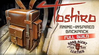 Making an anime-inspired "Toshiro" leather backpack satchel leathercraft ASMR