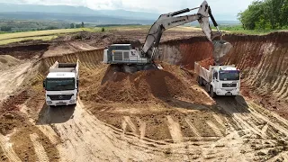 Liebherr 984 Excavator Loading Mercedes & MAN Trucks - Sotiriadis/Labrianidis Mining Works - 4k