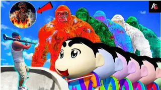 GTA 5: Shinchan Opening Lucky Godzilla , King Kong , Dragons | ArbaazTheGamer | Shinchan New video