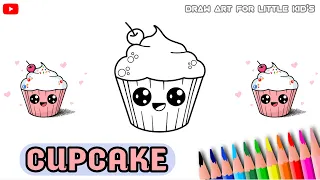 Cupcake | How To Draw A Cute Cupcake | Easy Step By Step Drawing | for kid @DrawArtForLittleKids