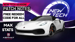 Asphalt 9 | NEW TECH RELOADED, AND BLACK FRIDAY SEASONS PATCH NOTES | Redeem Code Tokens 😍 Max stats