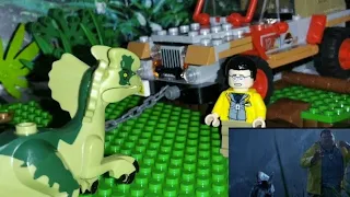 Деннис Недри и Дилофозавр! Парк Юрского Периода! LEGO Диорама