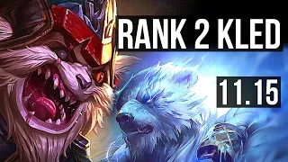 KLED vs VOLIBEAR (TOP) | Rank 2 Kled, 2.5M mastery, 900+ games, 9/3/9 | NA Challenger | v11.15