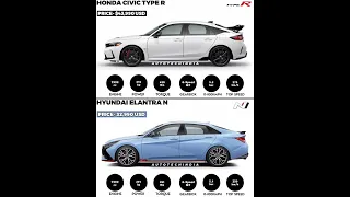 Honda Civic Type R vs Hyundai Elantra N #shorts #car #honda #civic #hyundai #elantra