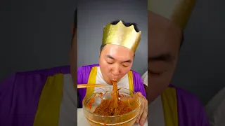 spicy noodle challenge  🔥delicious Spicy cold noodles, beef ribs funny asmr mukbang #shorts