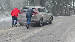 Dozens Of Cars, Trucks, Snow Plows, & Semi Trucks Stuck In Snow