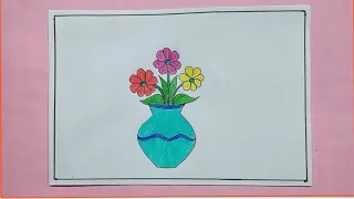 Flower Pot Drawing / How to Draw Flower Pot Step By Step / Easy and Simple Flower Pot Drawing