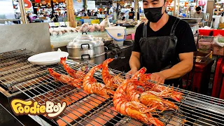 Eating at a Seafood Market in Bangkok Thailand | Salmon, Prawns, Lobster, Tiger shrimp