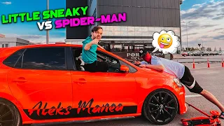 Little Sneaky vs SPIDER-MAN COP! (Funny in REAL LIFE)