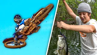 450 Motos At The Goat Farm | Huck Fishing With Hand Line!