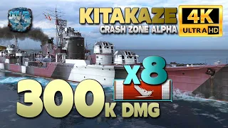 Destroyer Kitakaze on map Crash Zone Alpha, 300k damage - World of Warships