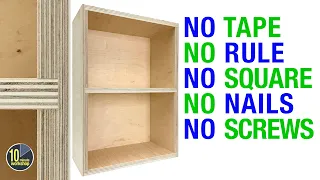 Plywood shop cabinets, no tape, no rule, no square. [video 555]