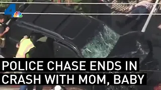 Police Chase Ends in Violent Crash With SUV Baby, Mother Pulled From Wreckage | NBCLA