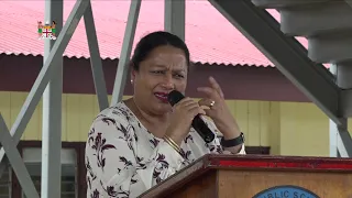 Fijian Minister for Education Premila Kumar delivers her speech at the Nadi teachers cluster