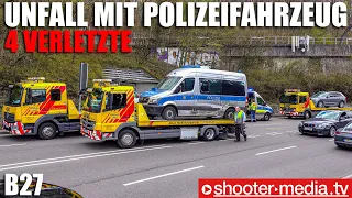 🚔 B27: Crash mit Polizeifahrzeug 🚔 | 4 Verletzte 🚑  VW kracht in Gegenverkehr | Bergung + Stau