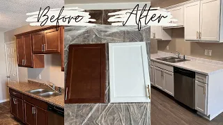 Rental Kitchen Series Part 1 | DIY Rental Friendly Kitchen Cabinet Update! | Contact Paper Method