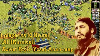 Yuri's Revenge  1 player vs 10 Brutal AI Survival Soviet Style Yosef Anan map