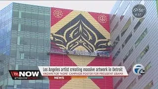 Los Angeles artist painting mural in Detroit