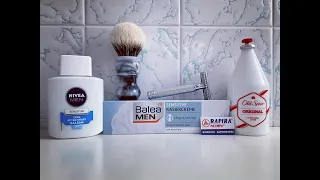 Wet Shaving - Balea MEN SENSITIVE, Nivea SENSITIVE, Mühle R89, Rapira SWEDISH SUPERSTEEL, Old Spice