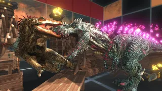 mortem rex(Godzilla rex) VS spinosaurus - Animal Revolt Battle Simulator #shorts