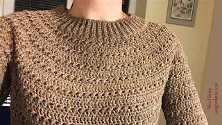 Warm Crochet Top Down Sweater with Sleeves | Heklani džemper